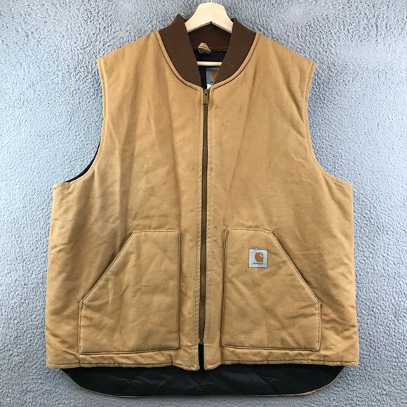 Vintage Carhartt Brown Duck Vest Mens 2XLQuilt Lined Made USA